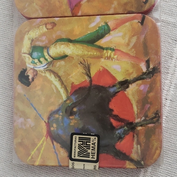New-Vintage HEMA 6 Bullfighting Matador Drink Coasters.Made in Spain - Picture 6 of 12